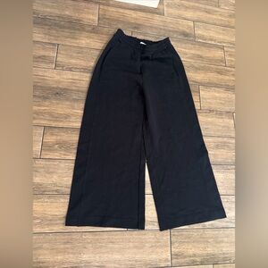 COS Women's Small Wide-Leg Black Elastic Waistband Pants Heavyweight